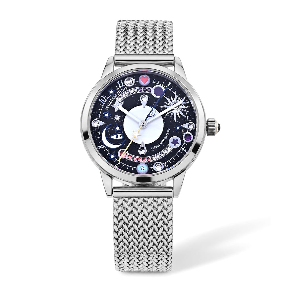 William Hunt Multi Color Cubic Zirconia Watch Pure White Stainless Steel  0.500  Ct._8763269