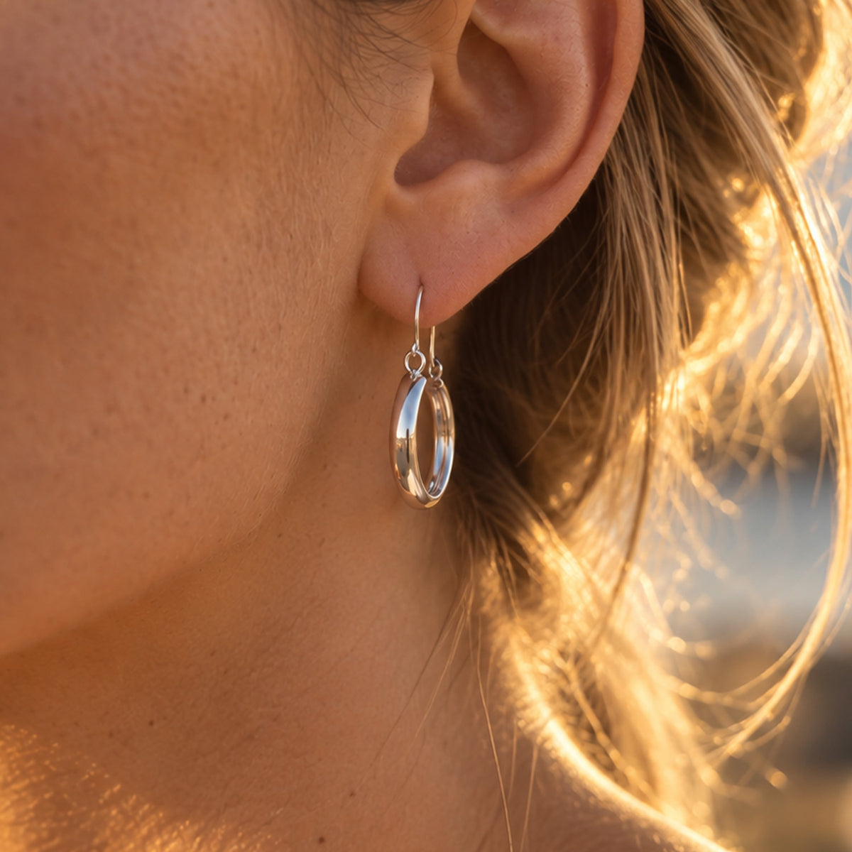 Sterling Silver Hoop Earring with Clasp 8763485 6