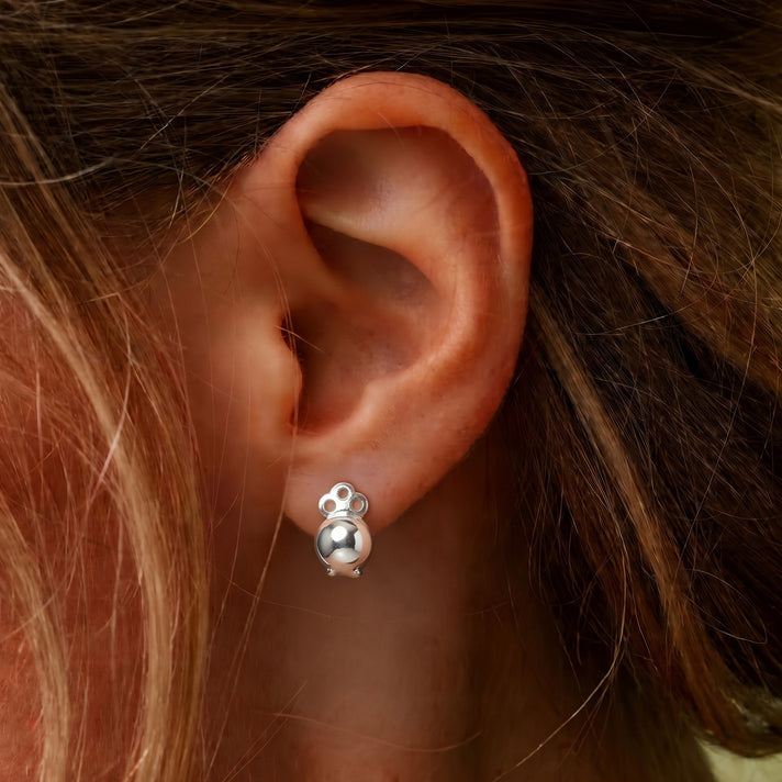 Close Out Deal - Sterling Silver Half Ball Stud Earring with Clasp 8763490 2