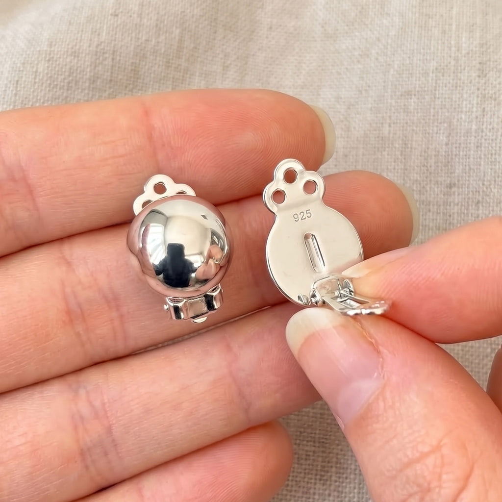 Close Out Deal - Sterling Silver Half Ball Stud Earring with Clasp_8763490_4