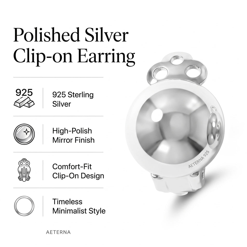 Close Out Deal - Sterling Silver Half Ball Stud Earring with Clasp_8763490_5