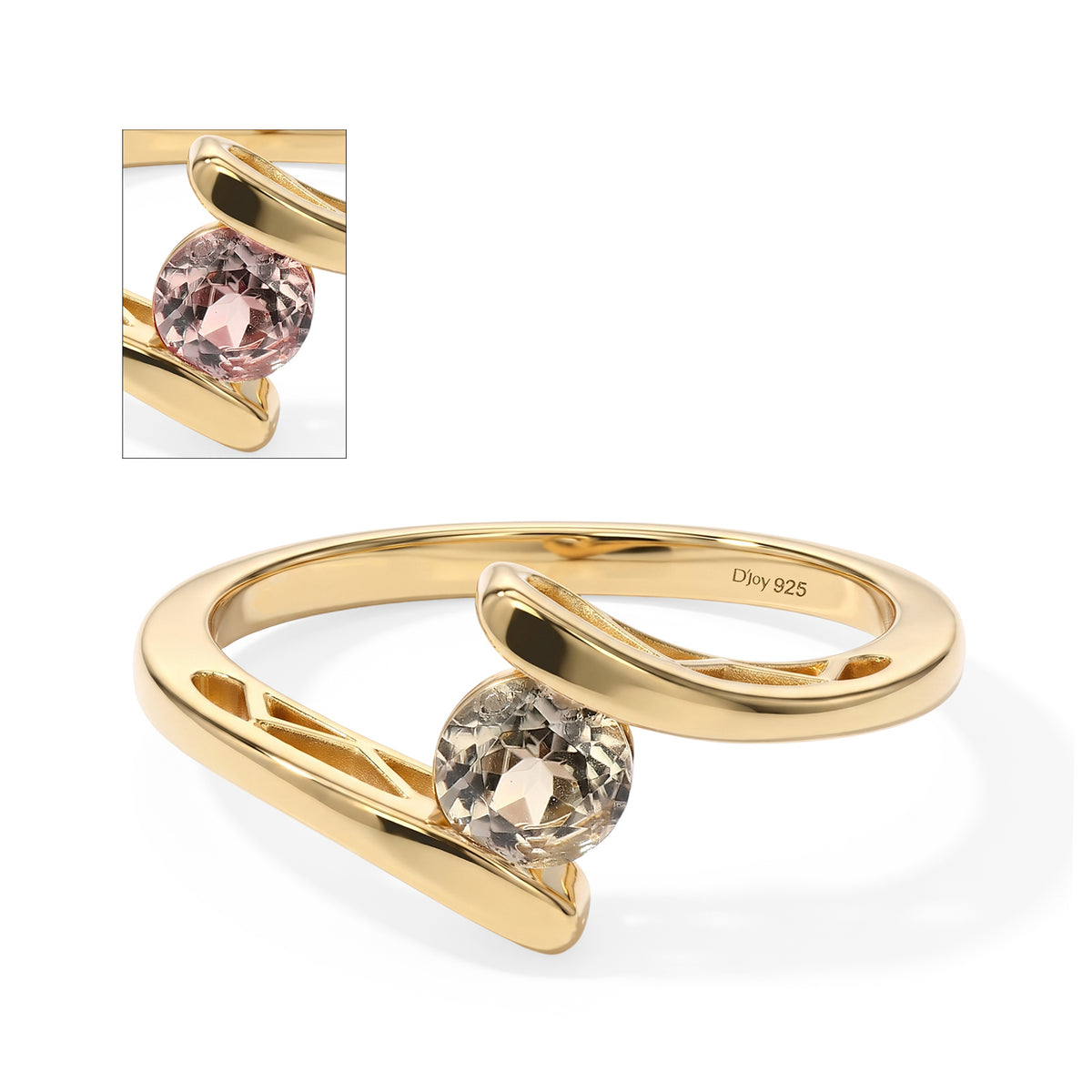 D'Joy - AAA Turkizite Solitaire Bypass Ring in Yellow Gold Plated Sterling Silver 8763513 0