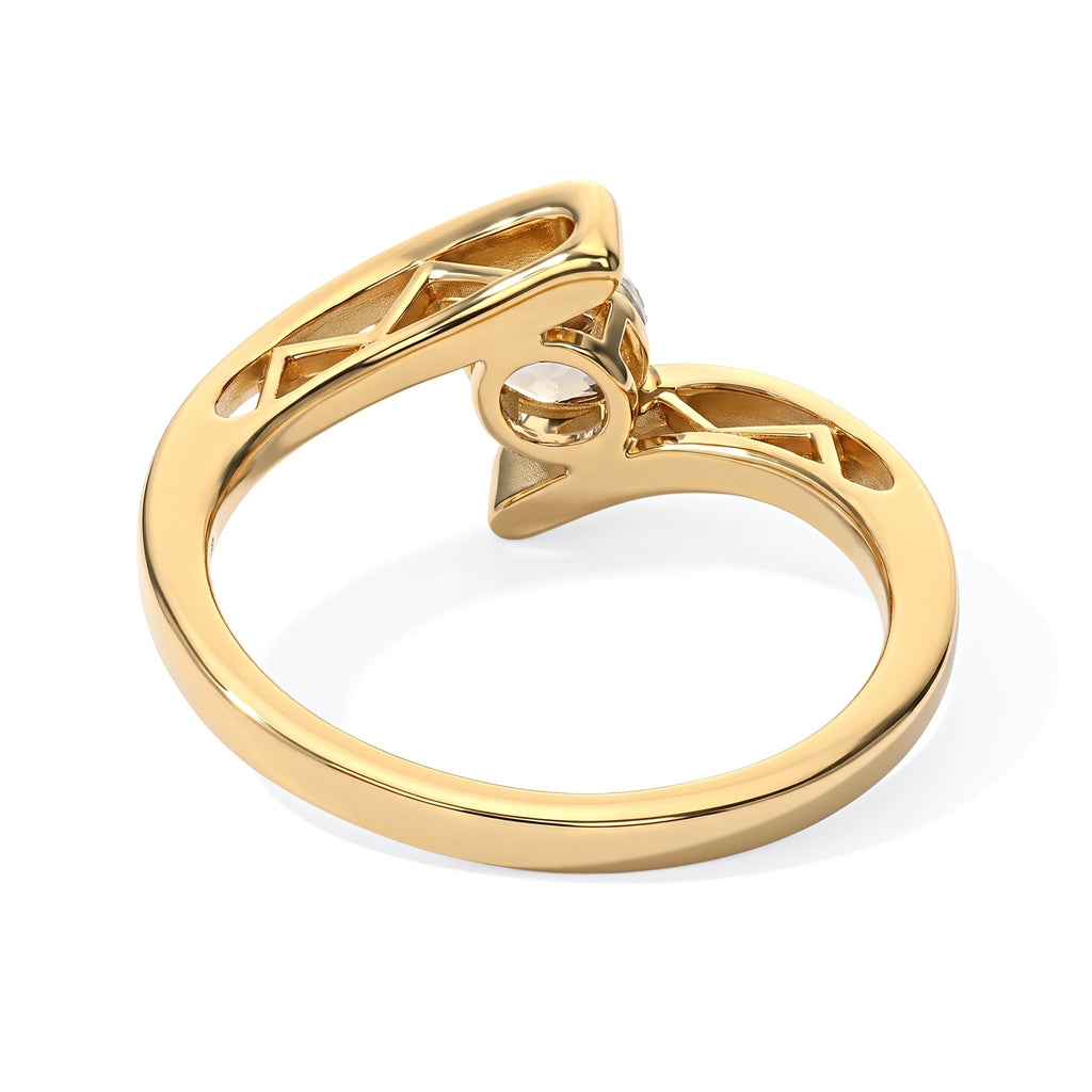 D'Joy - AAA Turkizite Solitaire Bypass Ring in Yellow Gold Plated Sterling Silver_8763513_4