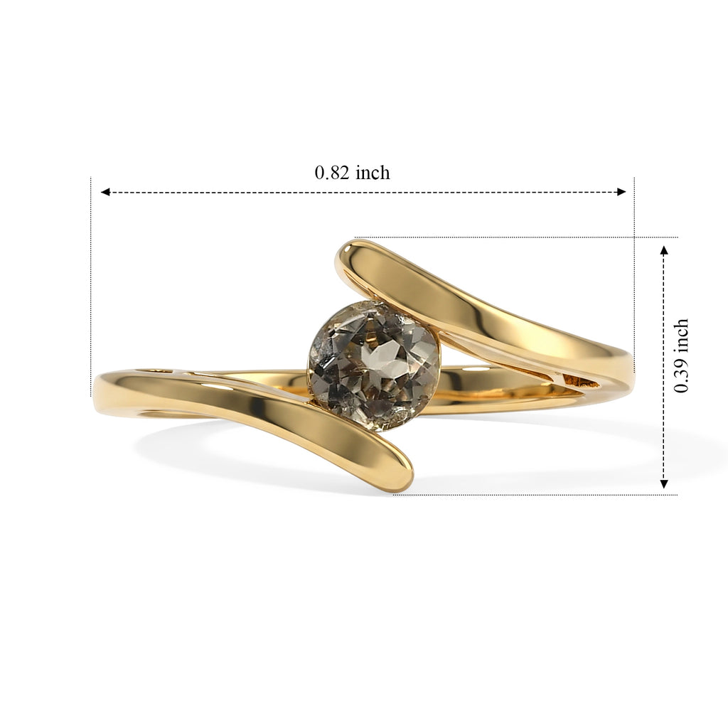 D'Joy - AAA Turkizite Solitaire Bypass Ring in Yellow Gold Plated Sterling Silver_8763513_5