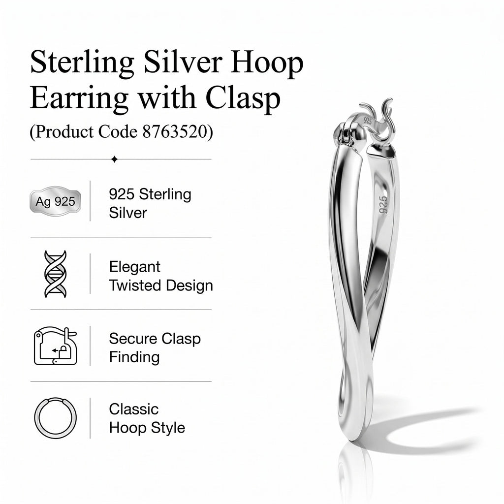 Sterling Silver Hoop Earring with Clasp_8763520_6