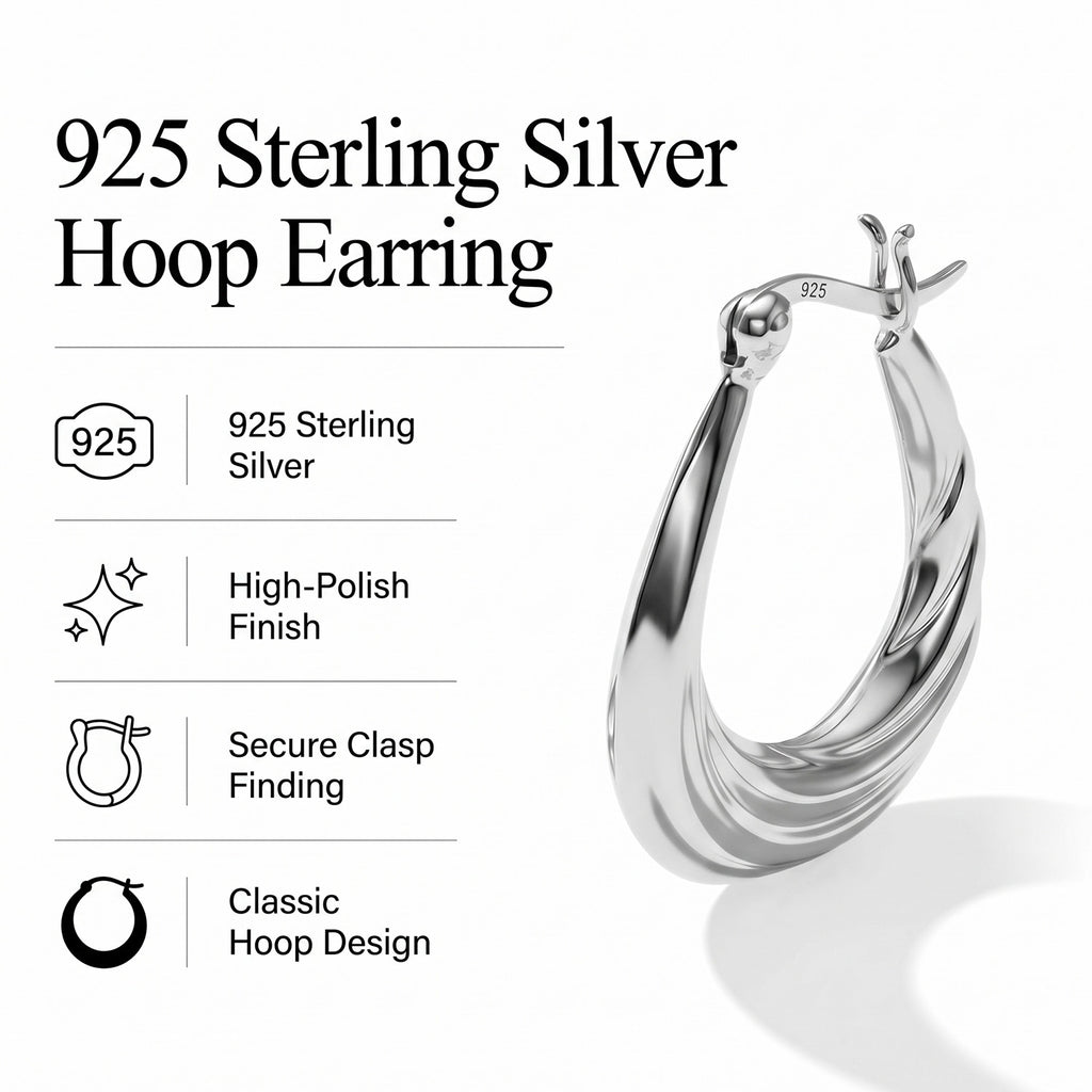 Sterling Silver Hoop Earring with Clasp_8763523_5