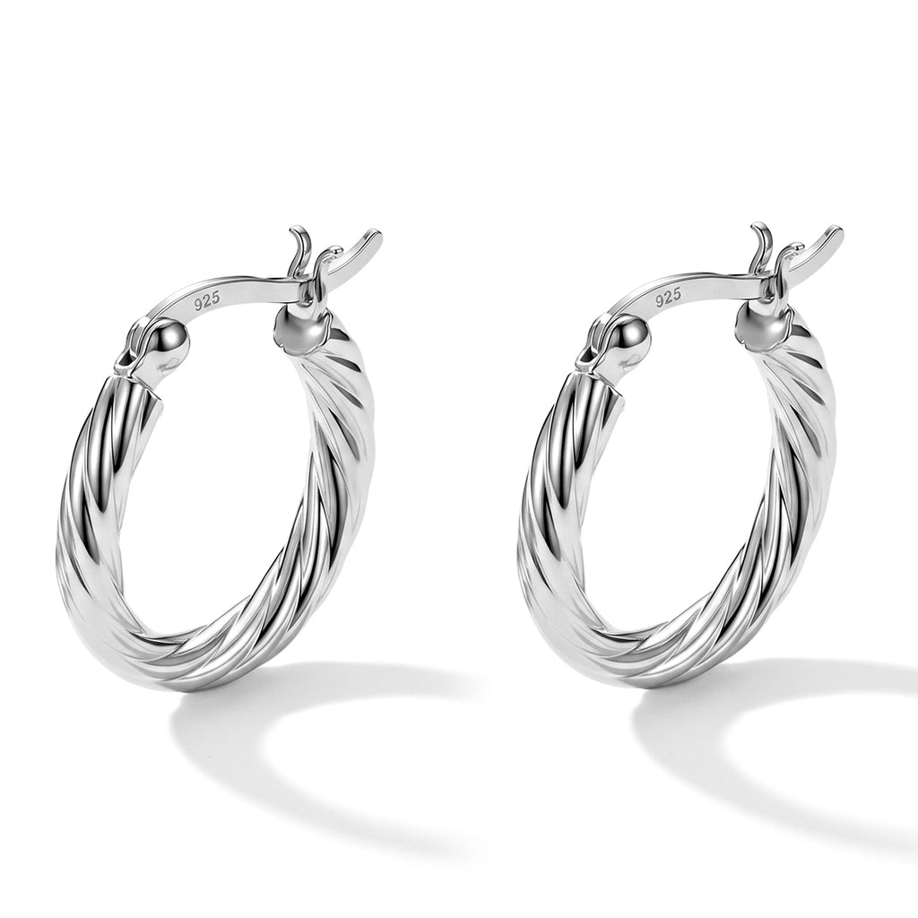 Sterling Silver Hoop Earring with Clasp_8763524