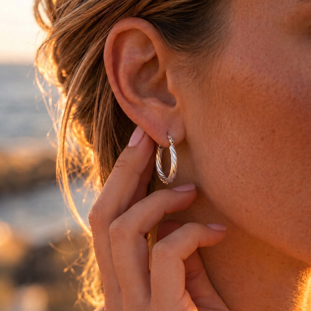 Sterling Silver Hoop Earring with Clasp_8763524_4