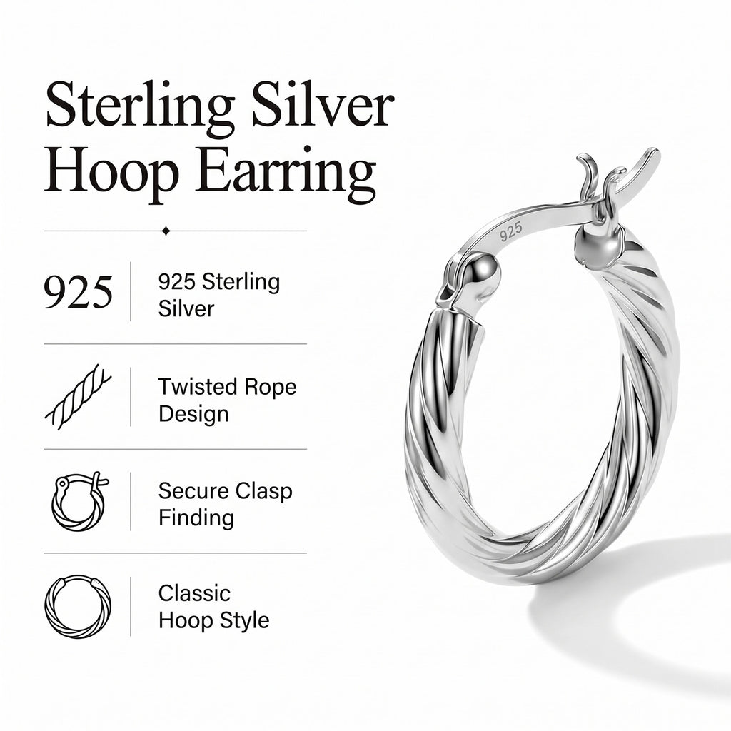 Sterling Silver Hoop Earring with Clasp_8763524_6