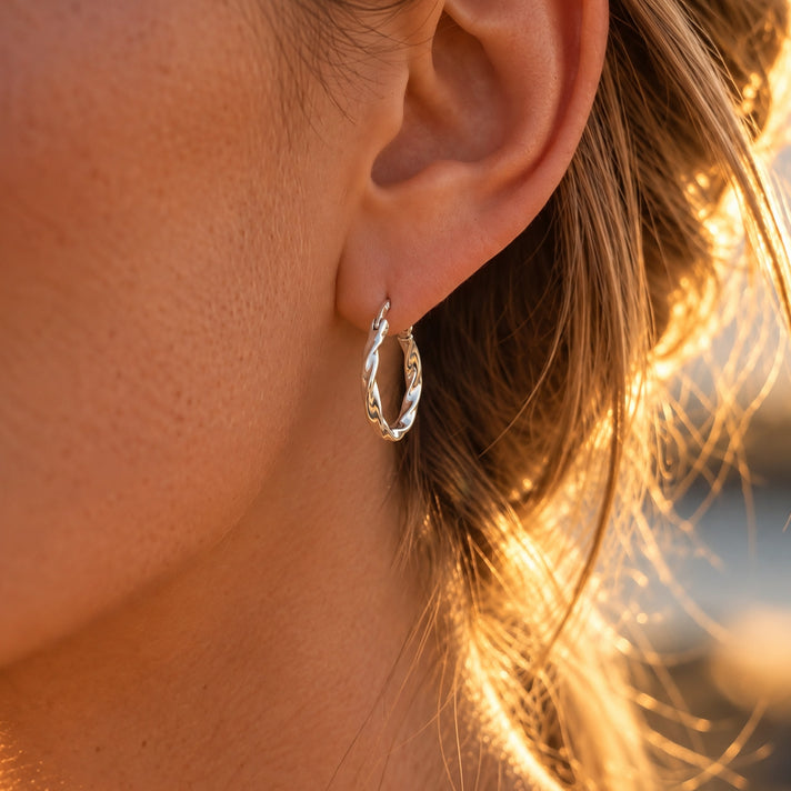 Sterling Silver Hoop Earring with Clasp 8763525 2