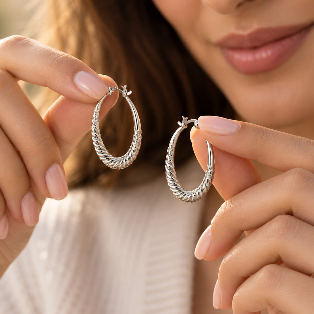 Sterling Silver Hoop Earring with Clasp_8763526_5