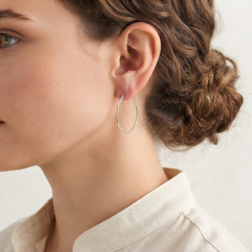 Sterling Silver Hoop Earring with Clasp 8763542 1