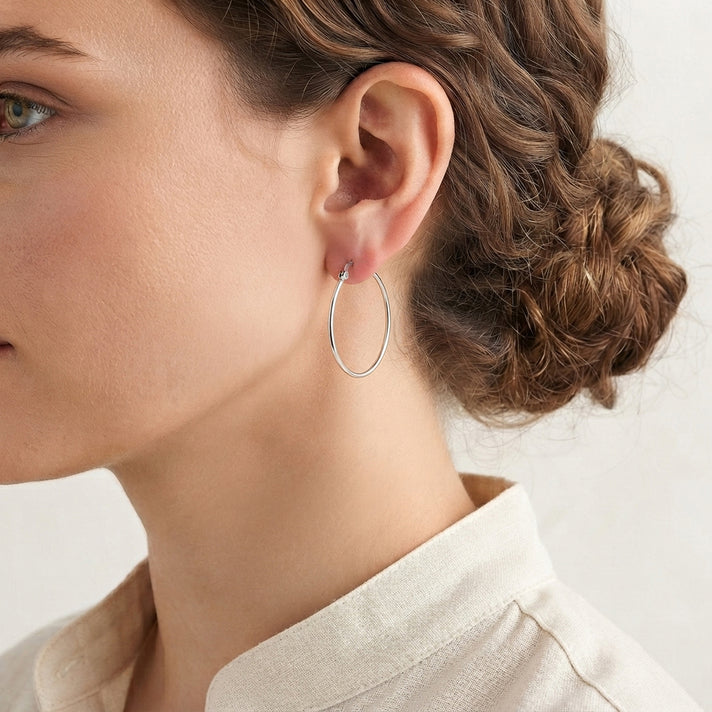 Sterling Silver Hoop Earring with Clasp 8763542 2