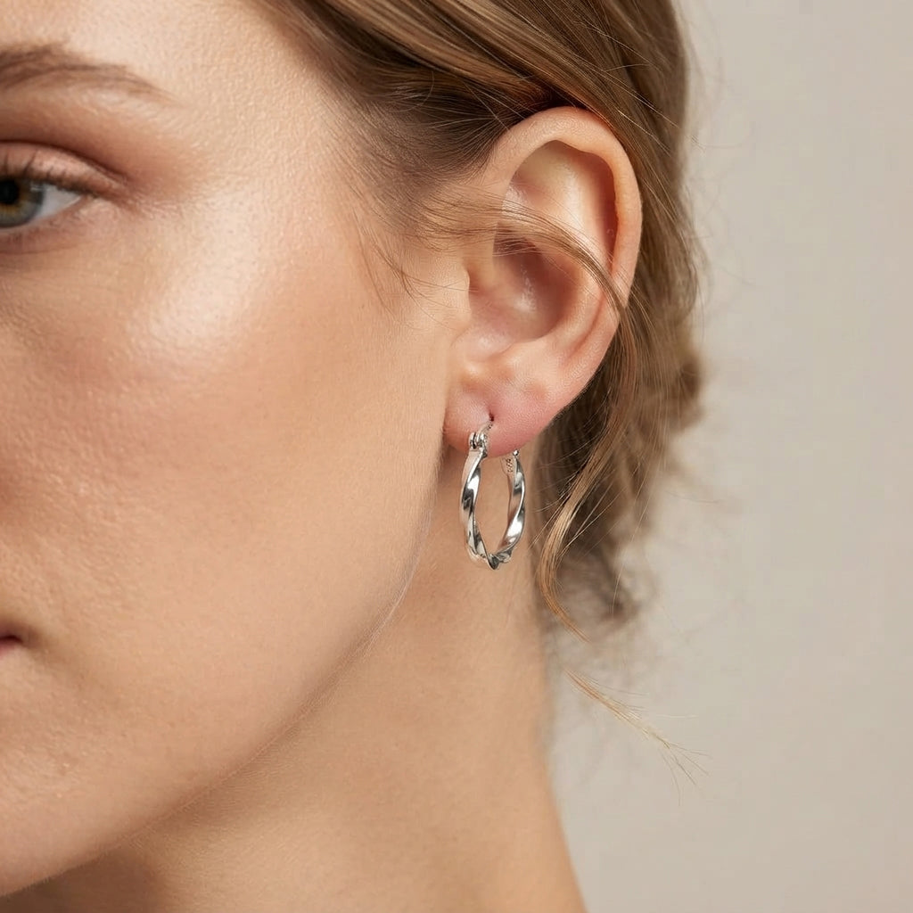 Sterling Silver Hoop Earring with Clasp 8763544 1