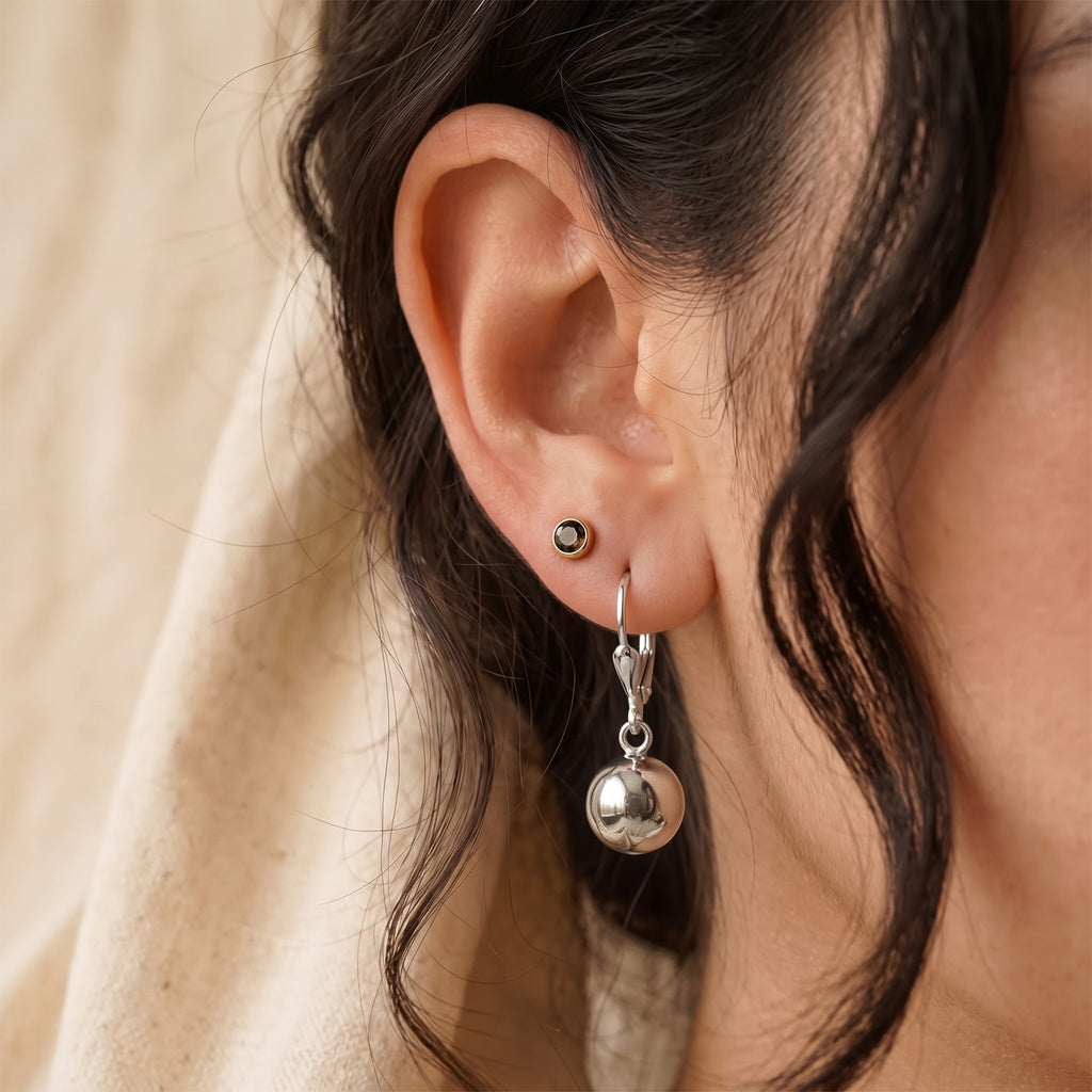 Close Out Deal - Sterling Silver Ball Drop Earring with Lever Back_8763546_5