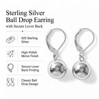 Close Out Deal - Sterling Silver Ball Drop Earring with Lever Back_8763546_6