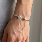 Close Out Deal - Sterling Silver Heart Bangle (Size - 7.5)_8763550_5
