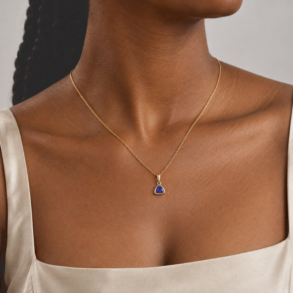 9K Yellow Gold AAA Tanzanite Solitaire Pendant_8763625_2