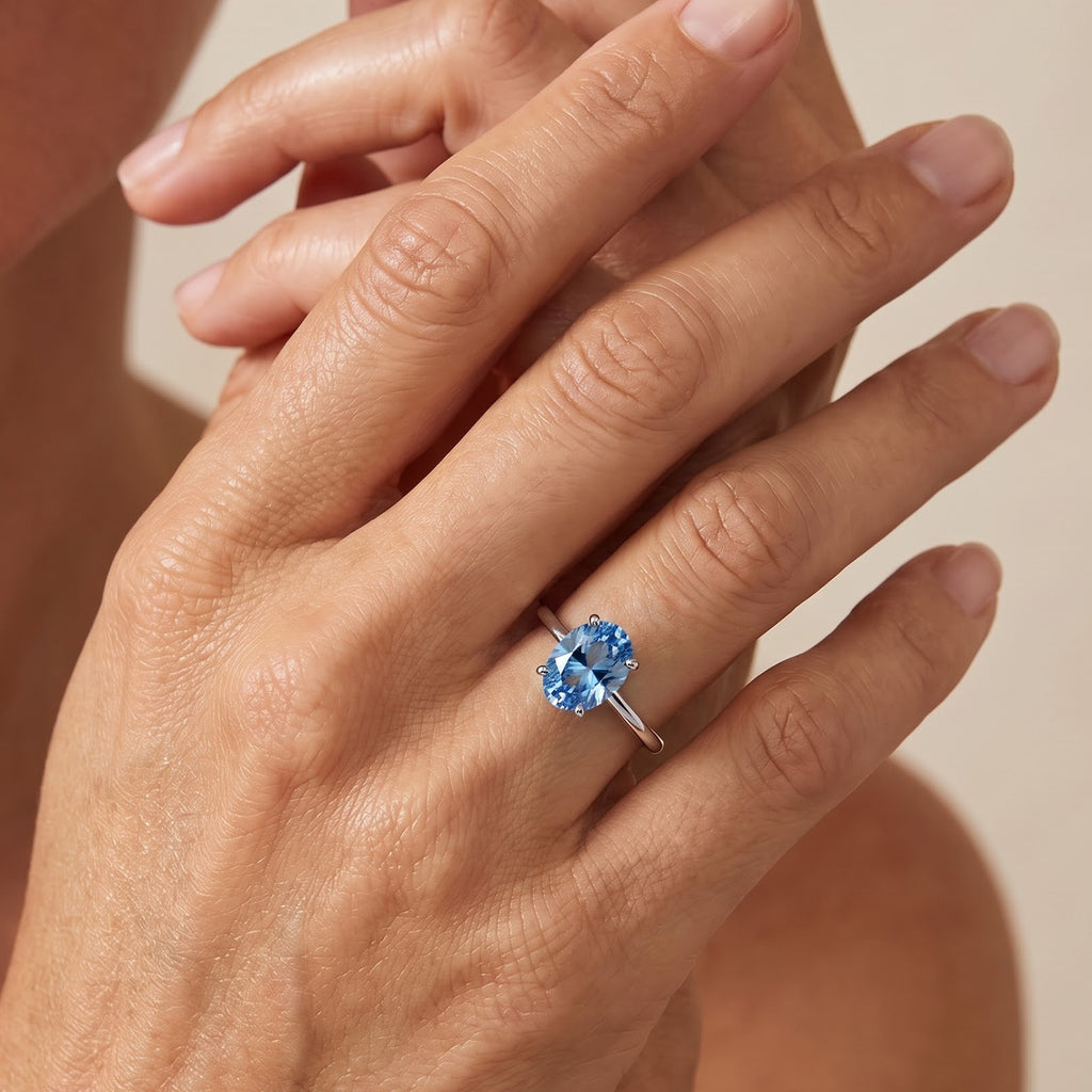 Luxuriant - 950 Platinum SGL Certified Lab Grown Blue Diamond (VS) Solitaire Ring 3.00 Ct, Platinum Wt. 3.80 Gms_8764247_1