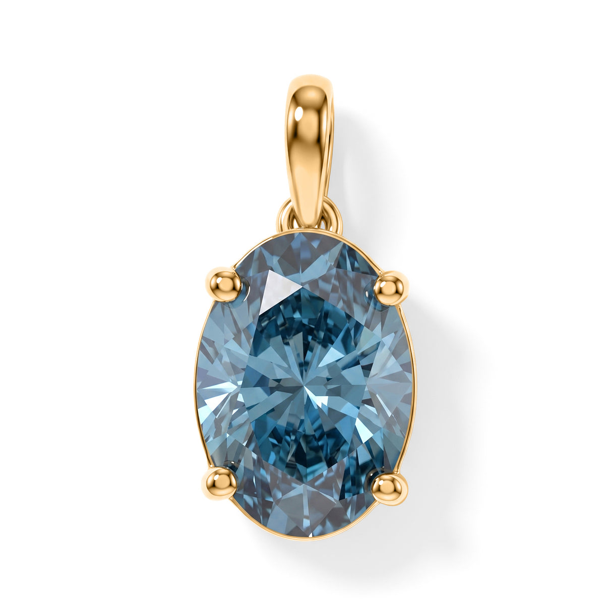 Luxuriant - 9K Yellow Gold SGL Certified Lab Grown Blue Diamond (VS) Solitaire Pendant 2.20 Ct. 8764250 0