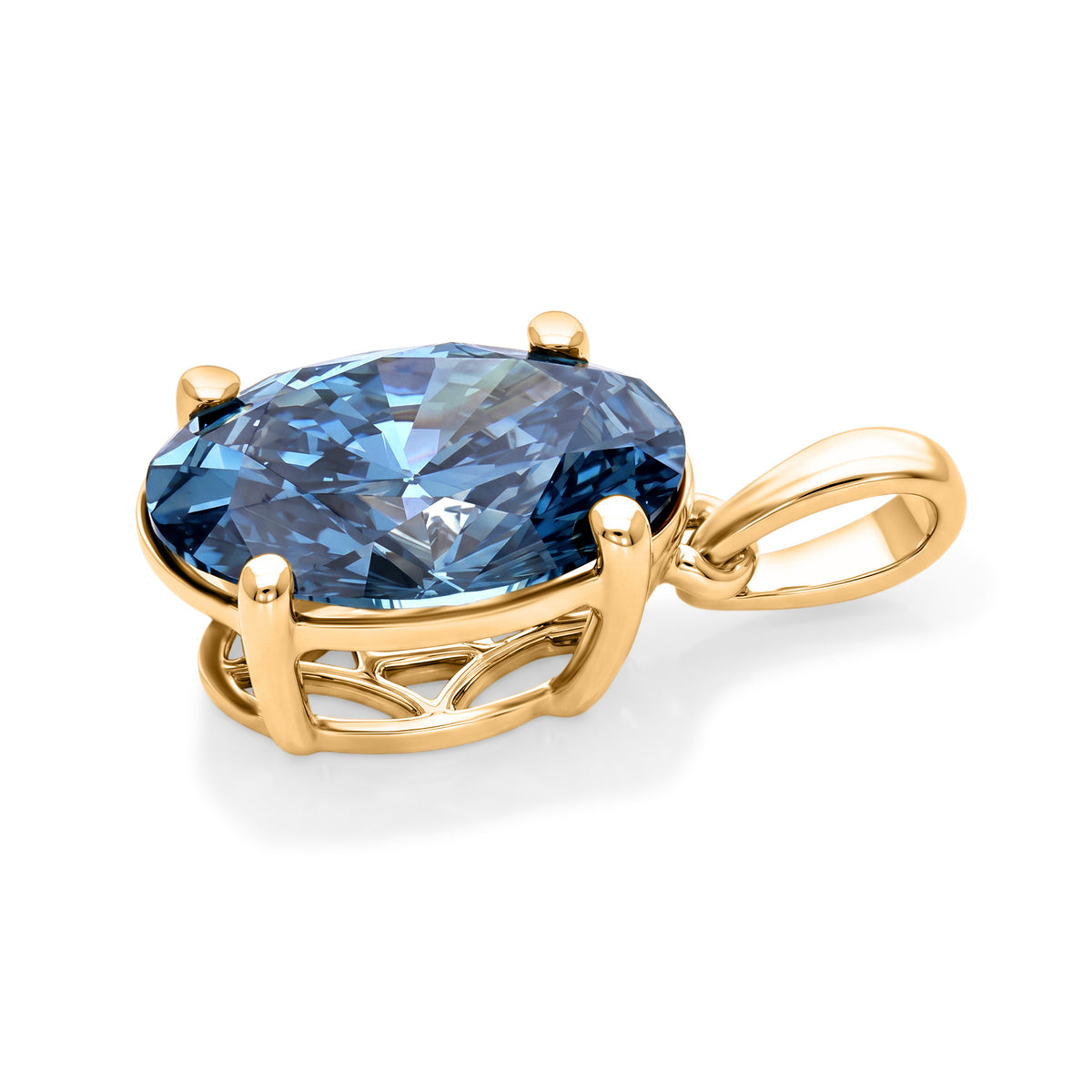 Luxuriant - 9K Yellow Gold SGL Certified Lab Grown Blue Diamond (VS) Solitaire Pendant 2.20 Ct. 8764250 3