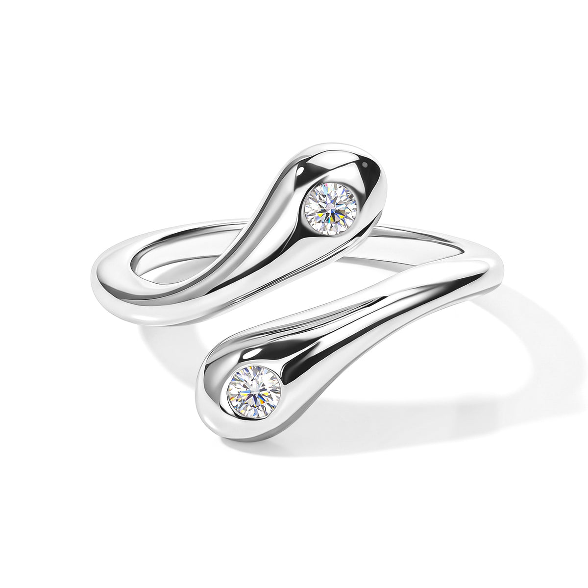 Lucy Q - Lab Grown Diamond (SI-G-H) Adjustable Bypass Ring in Rhodium Overlay Sterling Silver 0.25 Ct. 8764251 0