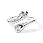 Lucy Q - Lab Grown Diamond (SI/G-H) Adjustable Bypass Ring in Rhodium Overlay Sterling Silver 0.25 Ct._8764251