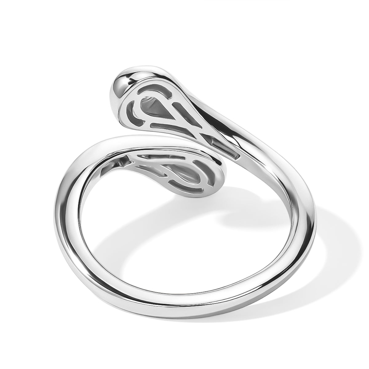 Lucy Q - Lab Grown Diamond (SI-G-H) Adjustable Bypass Ring in Rhodium Overlay Sterling Silver 0.25 Ct. 8764251 4
