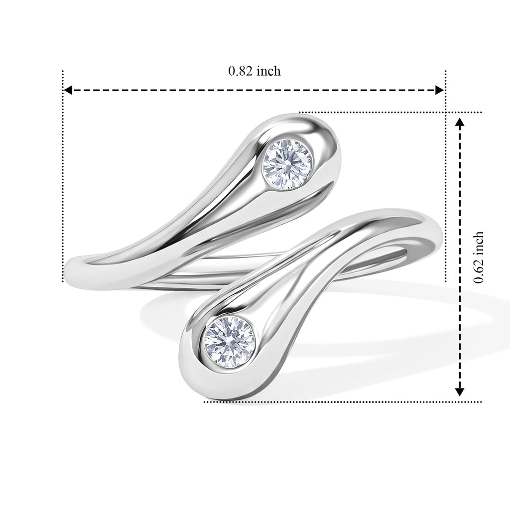 Lucy Q - Lab Grown Diamond (SI/G-H) Adjustable Bypass Ring in Rhodium Overlay Sterling Silver 0.25 Ct._8764251_5
