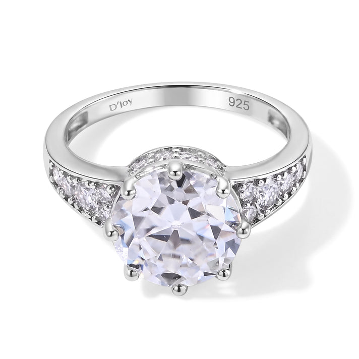 British Heritage Art Deco Collection - Moissanite Ring in Rhodium Overlay Sterling Silver 4.10 Ct. 8764259 1