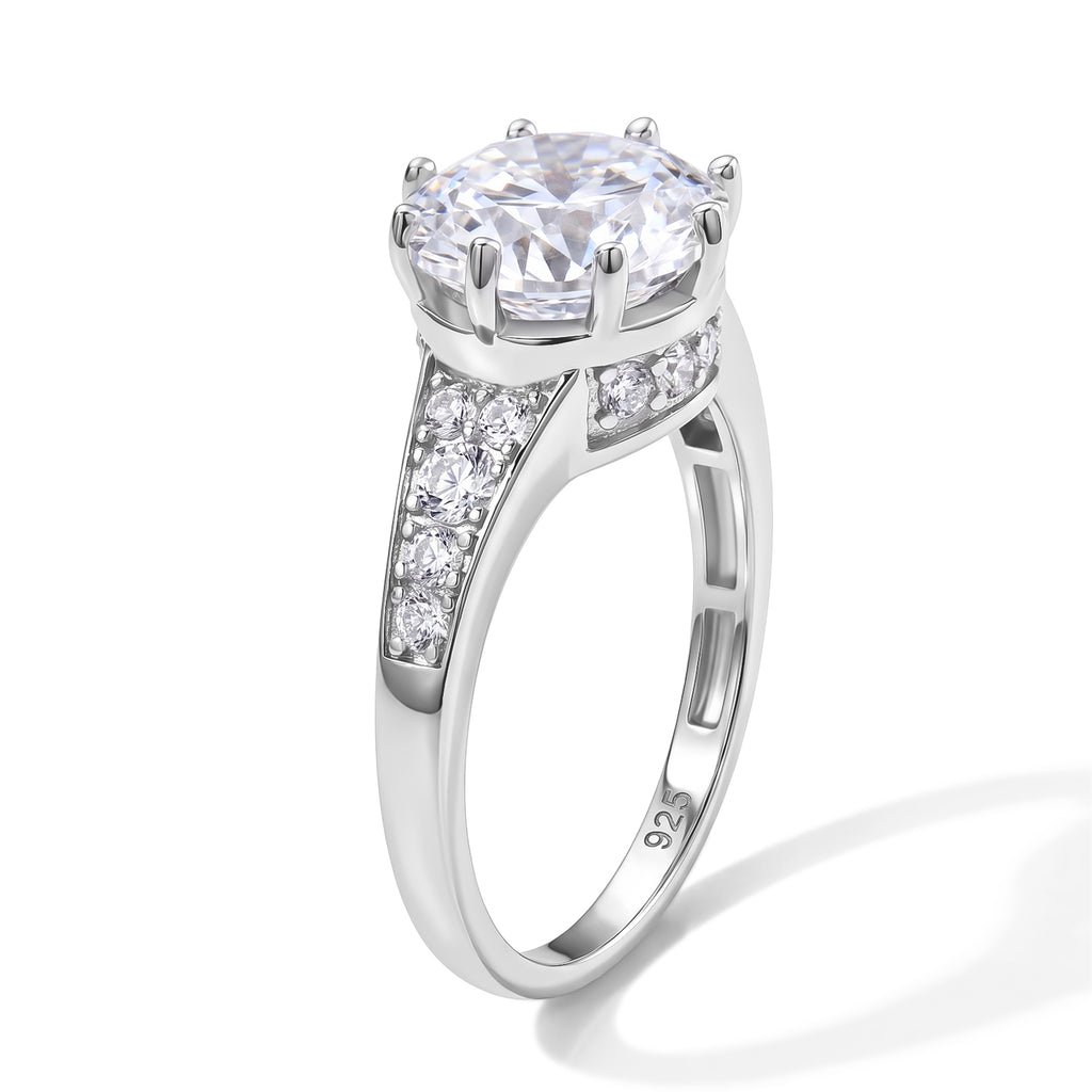 D'Joy - Moissanite Ring in Rhodium Overlay Sterling Silver 4.10 Ct._8764259_3