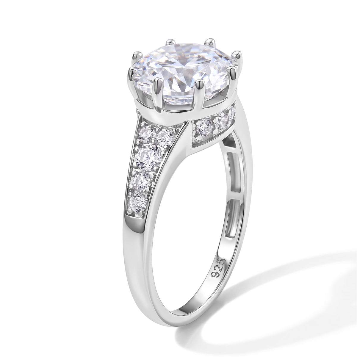 D'Joy - Moissanite Ring in Rhodium Overlay Sterling Silver 4.10 Ct. 8764259 3