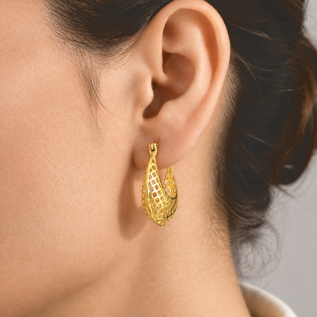EverTrue Bronzella Collection - Filigree Hoop Earring with Clasp in 18K Gold Plating_8764674_1