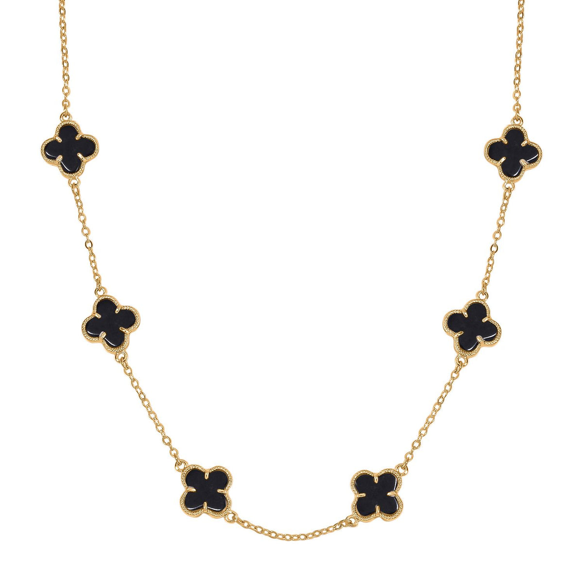 Close Out Deal-  Black Agate Plum Blossom Necklace (Size - 20) 8765512 0