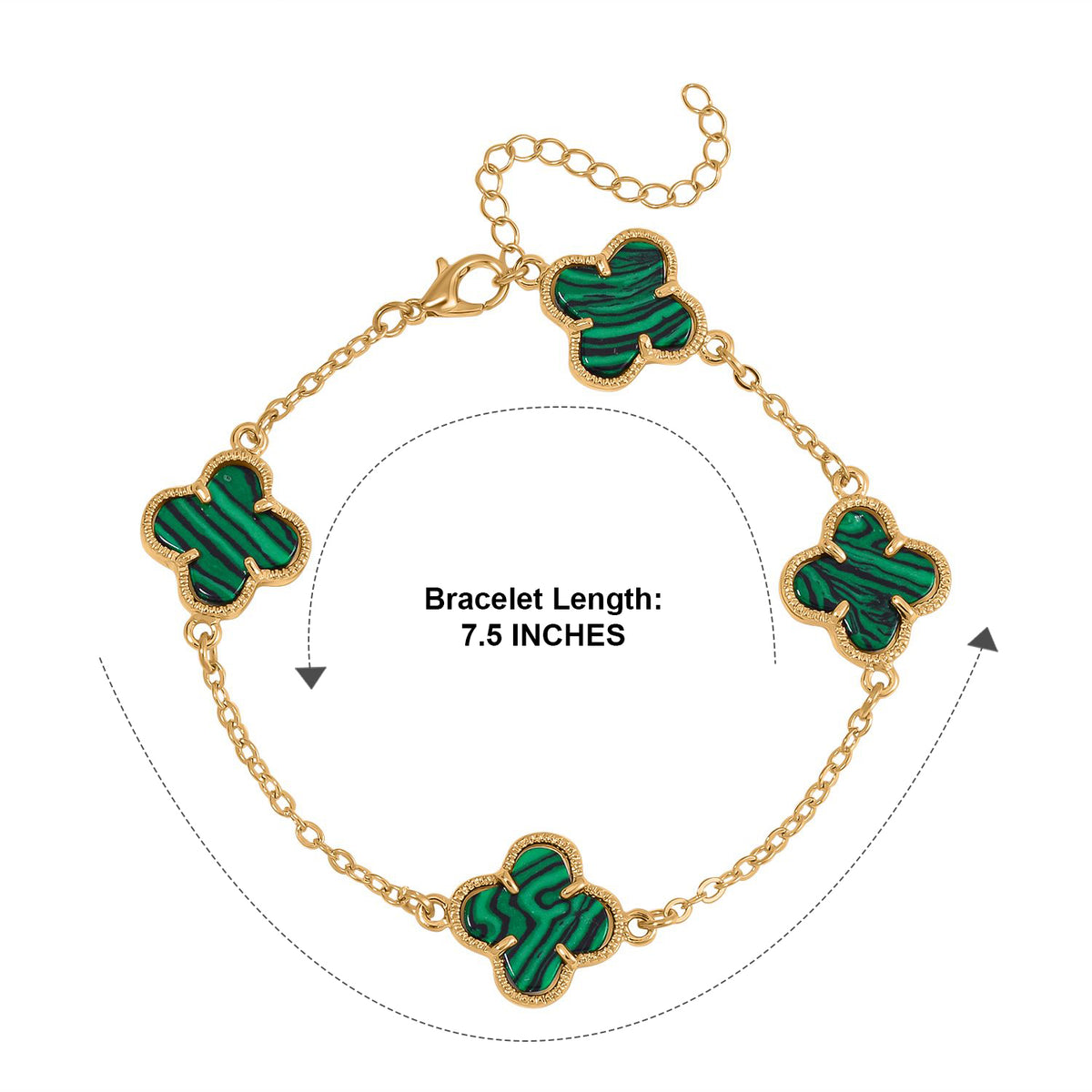 Created Malachite Plum Blossom Bracelet (Size - 7.5) 8765528 3