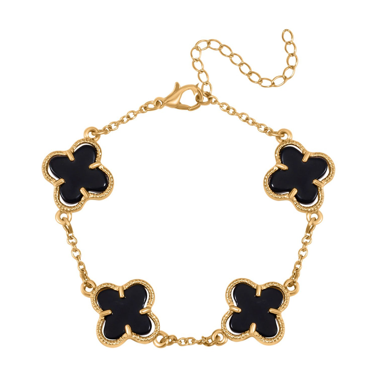Black Dyed Agate Plum Blossom Bracelet (Size - 7.5) 8765529 0