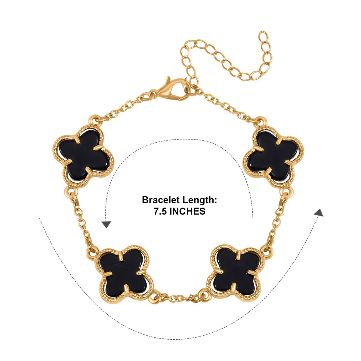 Black Dyed Agate Plum Blossom Bracelet (Size - 7.5) 8765529 3