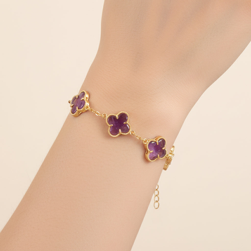 African Amethyst Plum Blossom Bracelet (Size - 7.5) 8765531 1