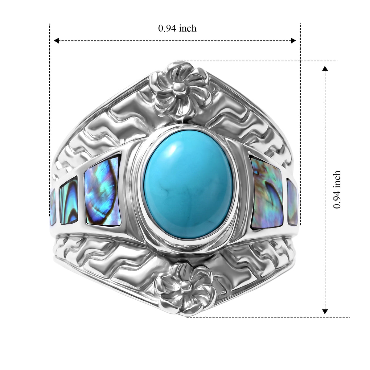 Royal Bali Collection - D'Joy Blue Turquoise &amp; Abalone Shell Ring in Sterling Silver 3.36 Ct. 8767422 5