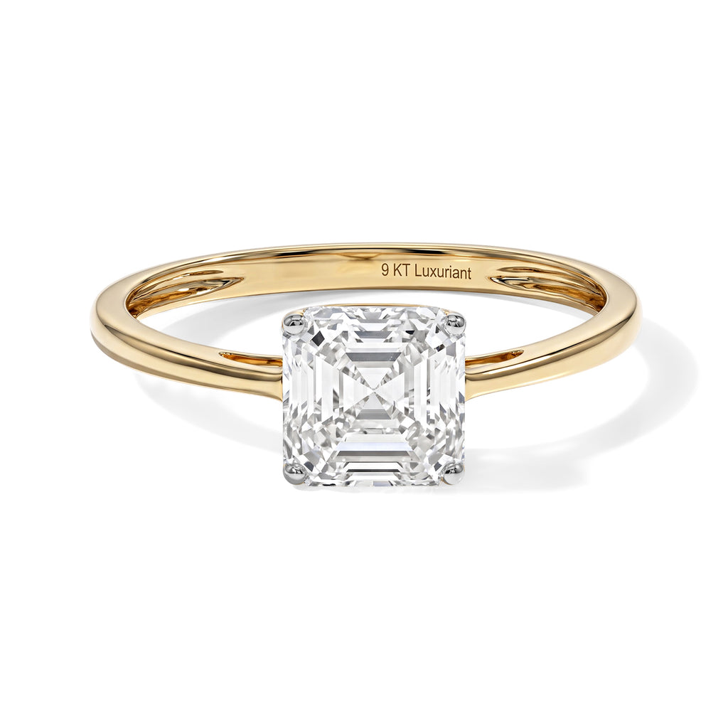 Luxuriant - 9K Yellow Gold SGL Certified Lab Grown Diamond (VS/E-F) Asscher Cut Solitaire Ring 2.00 Ct._8767577