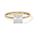 Luxuriant - 9K Yellow Gold SGL Certified Lab Grown Diamond (VS/E-F) Asscher Cut Solitaire Ring 2.00 Ct._8767577