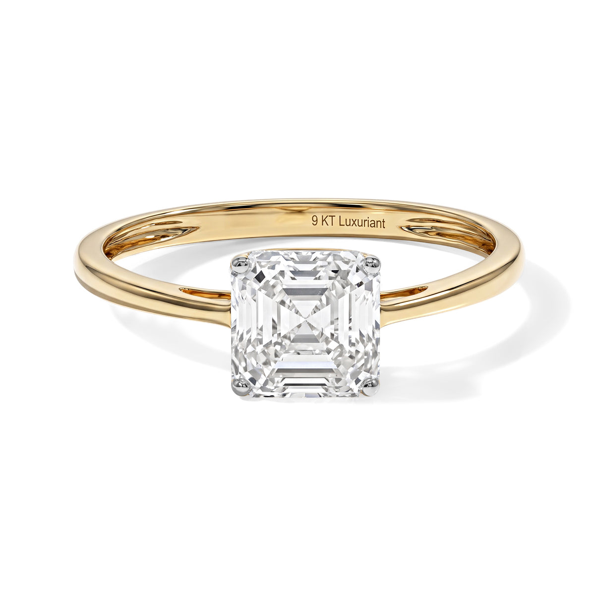 Luxuriant - 9K Yellow Gold SGL Certified Lab Grown Diamond (VS-E-F) Asscher Cut Solitaire Ring 2.00 Ct. 8767577 0