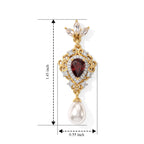 D'Joy - Fresh Water Pearl, Rhodolite Garnet & White Zircon Dangling Earring with Push Back in Yellow Gold Plated Sterling Silver 7.30 Ct._8767831_4