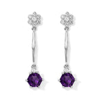 D'Joy - African Amethyst & White Zircon Dangling Earring with Push Back in Platinum Overlay Sterling Silver 2.23 Ct._8767912