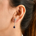 D'Joy - African Amethyst & White Zircon Dangling Earring with Push Back in Platinum Overlay Sterling Silver 2.23 Ct._8767912_2