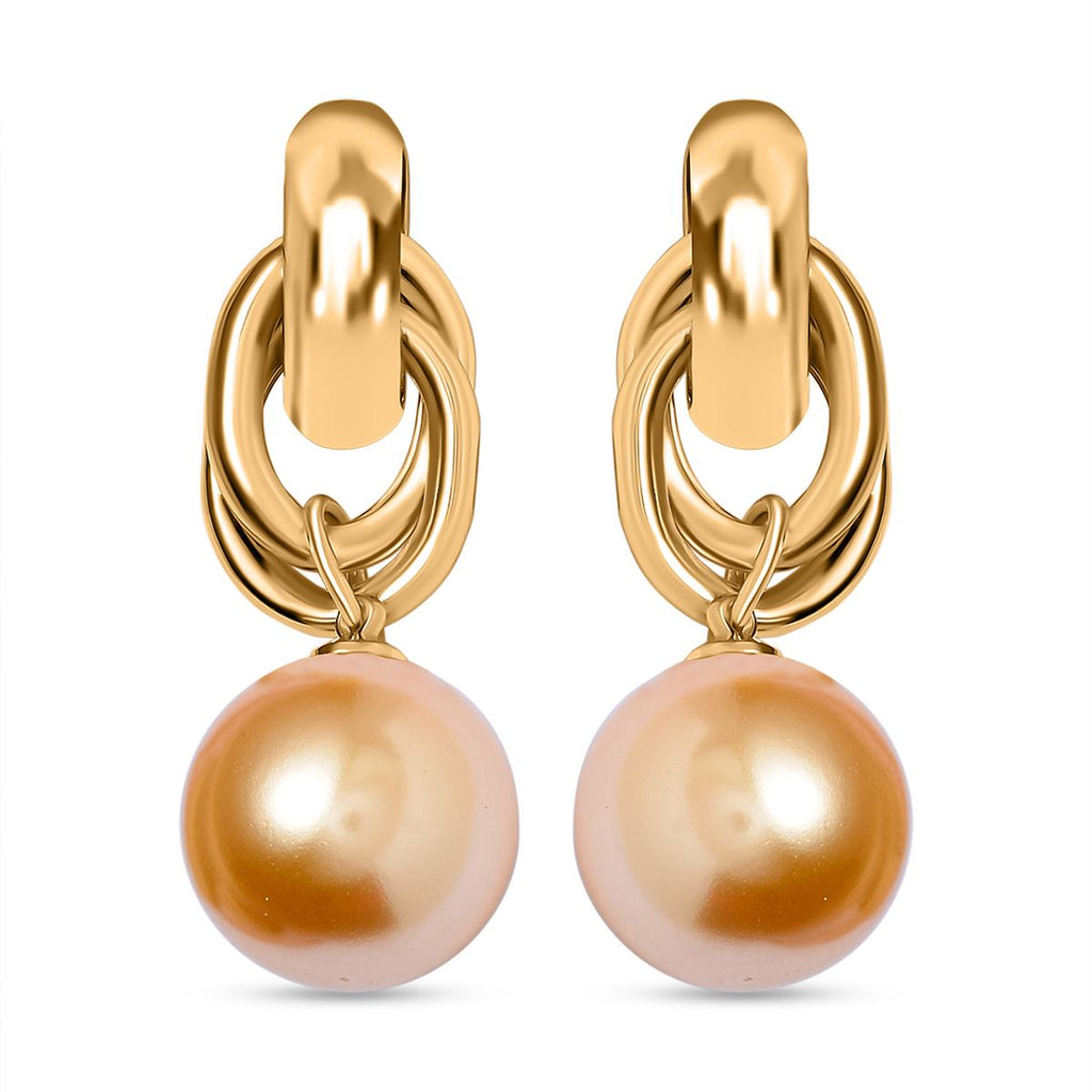 Golden Shell Pearl Drop Earring with Push Back 20.00 Ct._8768583
