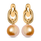 Golden Shell Pearl Drop Earring with Push Back 20.00 Ct._8768583