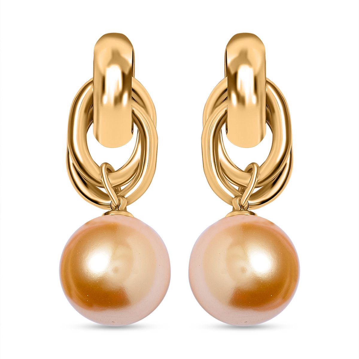 Golden Shell Pearl Drop Earring with Push Back V32734242 0