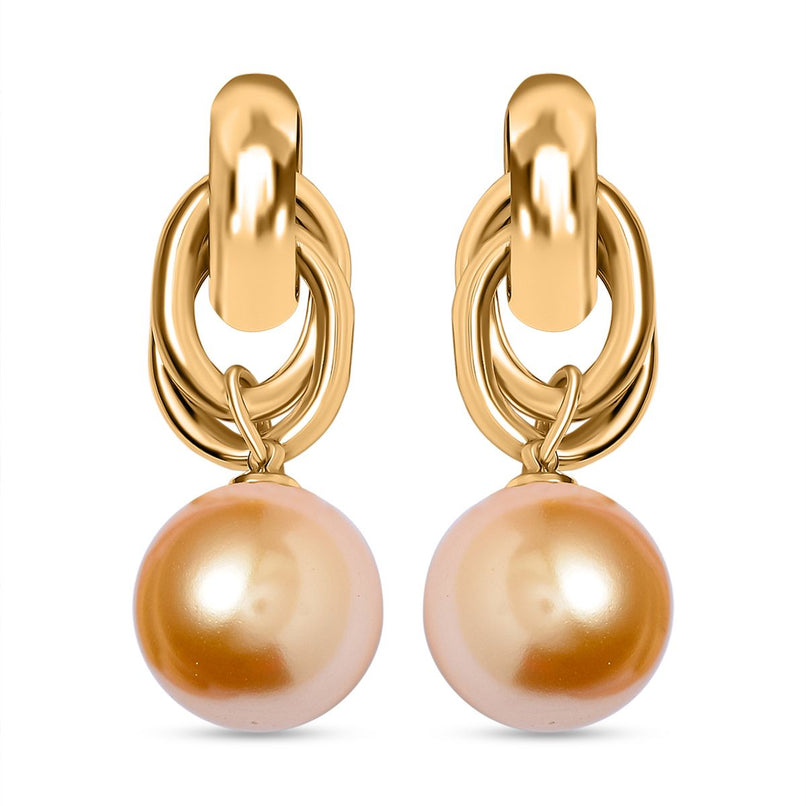 Golden Shell Pearl Drop Earring with Push Back 20.00 Ct._8768583