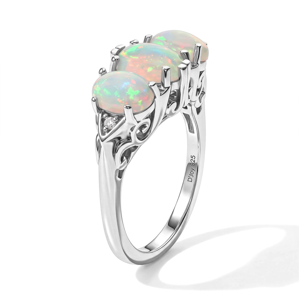 D'Joy - AAA Ethiopian Opal & Moissanite Ring in Rhodium Overlay Sterling Silver 1.90 Ct._8768619_3